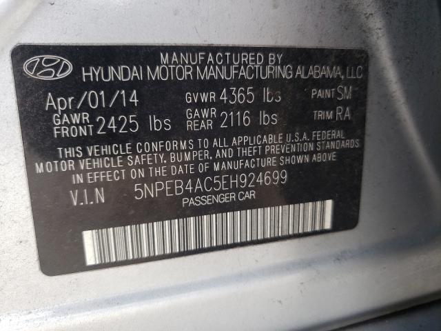 Photo 9 VIN: 5NPEB4AC5EH924699 - HYUNDAI SONATA GLS 