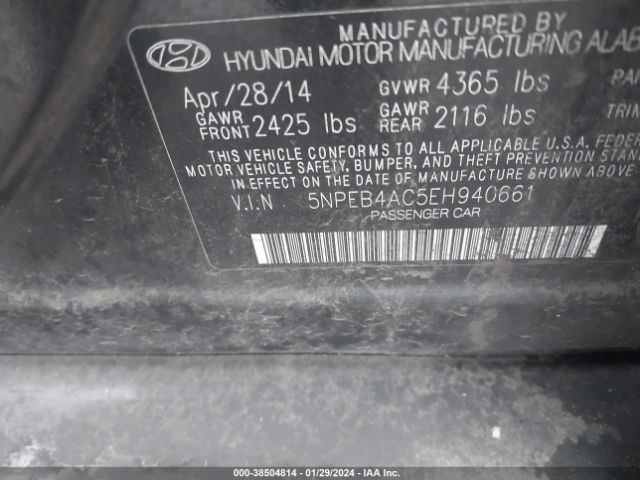 Photo 8 VIN: 5NPEB4AC5EH940661 - HYUNDAI SONATA 