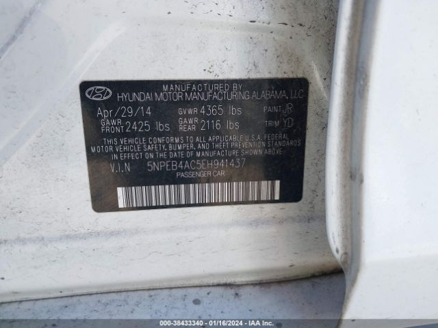 Photo 8 VIN: 5NPEB4AC5EH941437 - HYUNDAI SONATA 