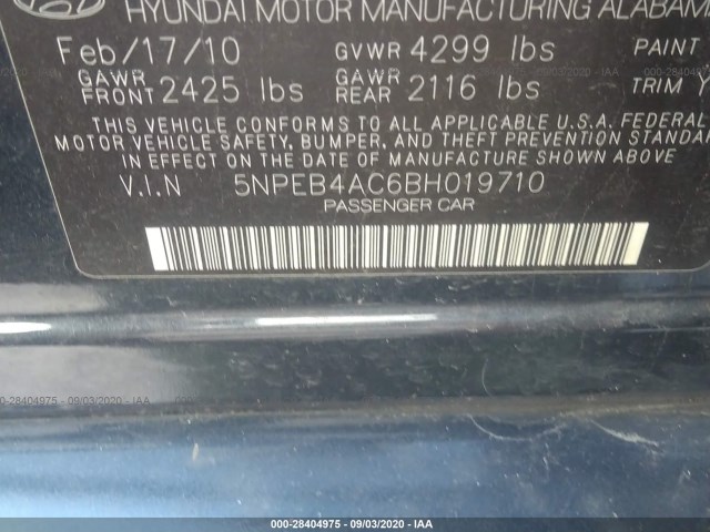 Photo 8 VIN: 5NPEB4AC6BH019710 - HYUNDAI SONATA 