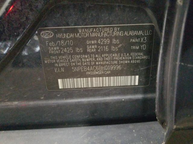 Photo 9 VIN: 5NPEB4AC6BH019996 - HYUNDAI SONATA GLS 