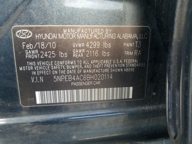 Photo 9 VIN: 5NPEB4AC6BH020114 - HYUNDAI SONATA GLS 