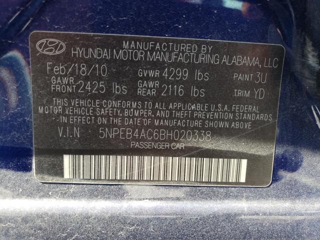 Photo 9 VIN: 5NPEB4AC6BH020338 - HYUNDAI SONATA GLS 