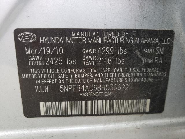 Photo 9 VIN: 5NPEB4AC6BH036622 - HYUNDAI SONATA GLS 