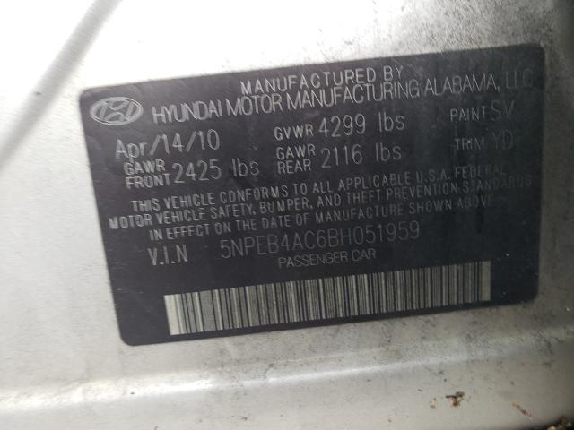 Photo 9 VIN: 5NPEB4AC6BH051959 - HYUNDAI SONATA GLS 