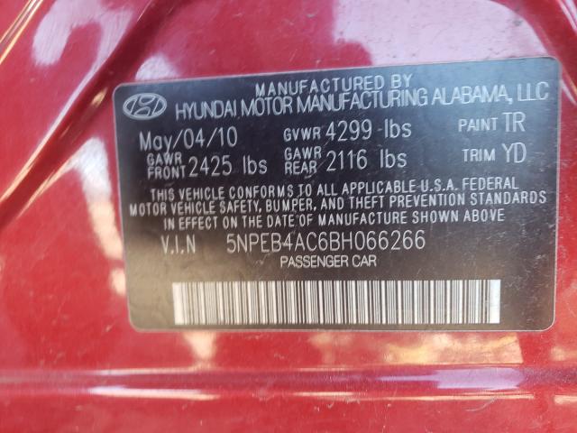 Photo 9 VIN: 5NPEB4AC6BH066266 - HYUNDAI SONATA GLS 