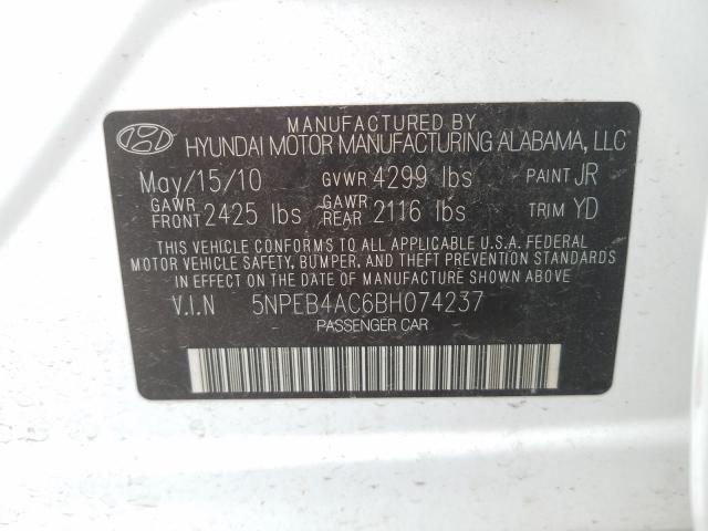 Photo 9 VIN: 5NPEB4AC6BH074237 - HYUNDAI SONATA GLS 