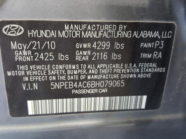 Photo 9 VIN: 5NPEB4AC6BH079065 - HYUNDAI SONATA GLS 