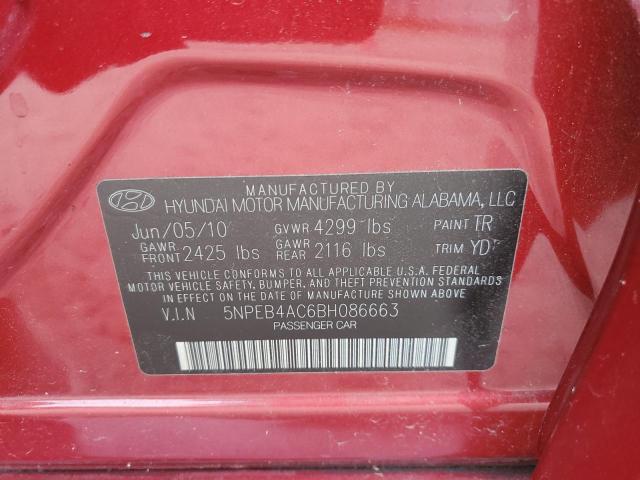 Photo 11 VIN: 5NPEB4AC6BH086663 - HYUNDAI SONATA GLS 