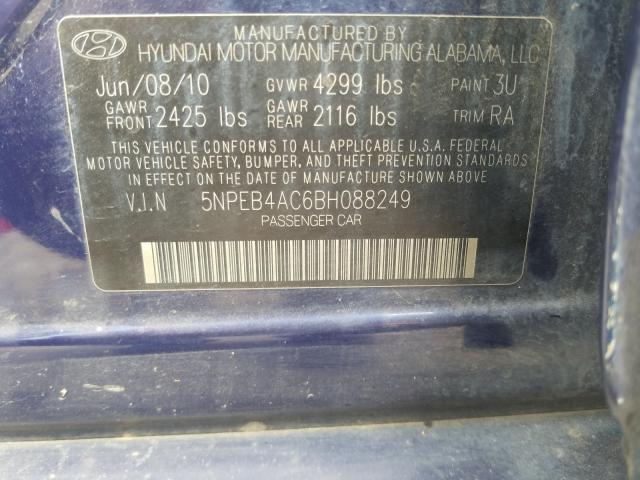 Photo 9 VIN: 5NPEB4AC6BH088249 - HYUNDAI SONATA GLS 