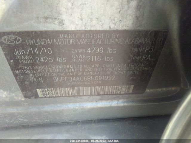 Photo 8 VIN: 5NPEB4AC6BH091992 - HYUNDAI SONATA 