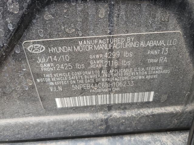 Photo 9 VIN: 5NPEB4AC6BH106233 - HYUNDAI SONATA GLS 