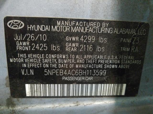 Photo 9 VIN: 5NPEB4AC6BH113599 - HYUNDAI SONATA GLS 