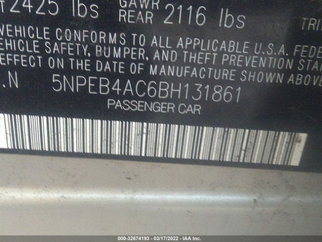 Photo 8 VIN: 5NPEB4AC6BH131861 - HYUNDAI SONATA 