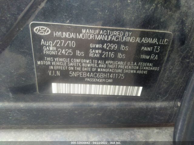 Photo 8 VIN: 5NPEB4AC6BH141175 - HYUNDAI SONATA 