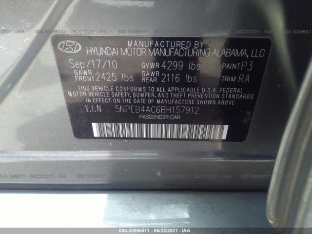 Photo 8 VIN: 5NPEB4AC6BH157912 - HYUNDAI SONATA 