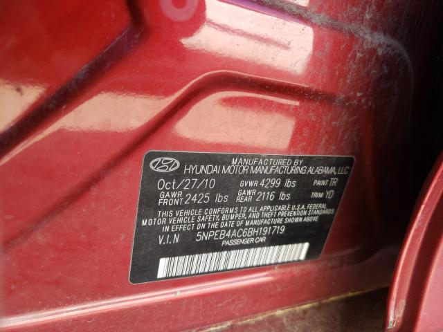 Photo 9 VIN: 5NPEB4AC6BH191719 - HYUNDAI SONATA GLS 