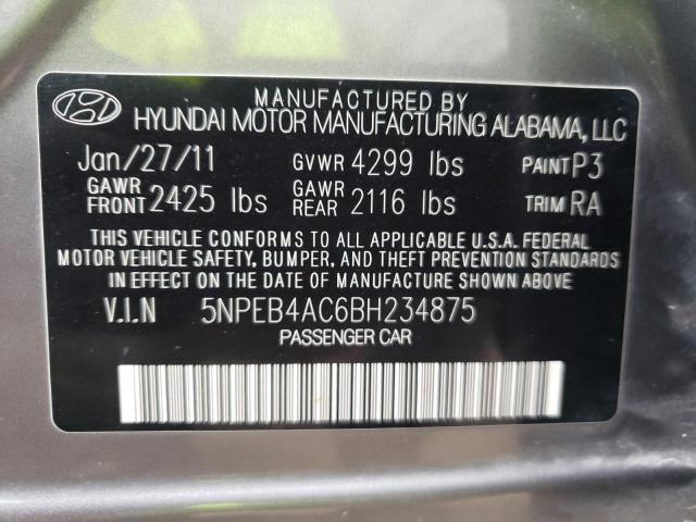 Photo 9 VIN: 5NPEB4AC6BH234875 - HYUNDAI SONATA GLS 