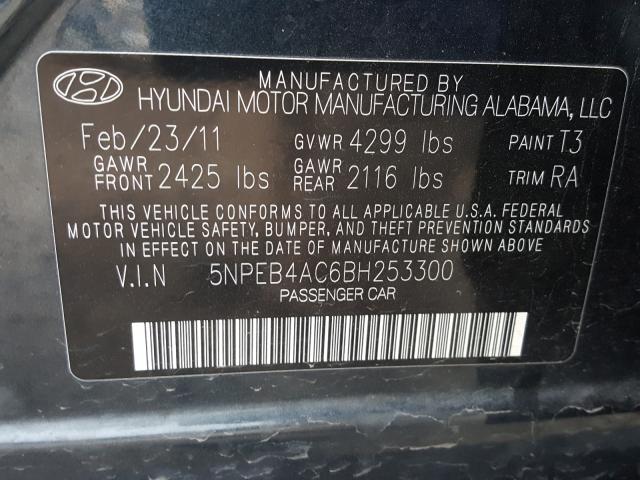 Photo 9 VIN: 5NPEB4AC6BH253300 - HYUNDAI SONATA GLS 