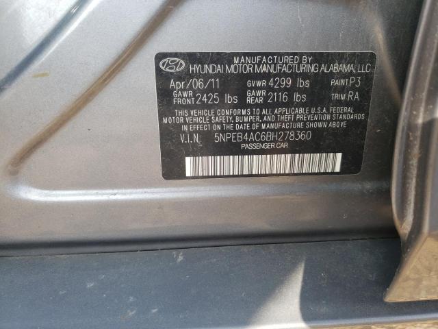 Photo 9 VIN: 5NPEB4AC6BH278360 - HYUNDAI SONATA GLS 