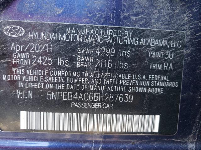 Photo 9 VIN: 5NPEB4AC6BH287639 - HYUNDAI SONATA GLS 