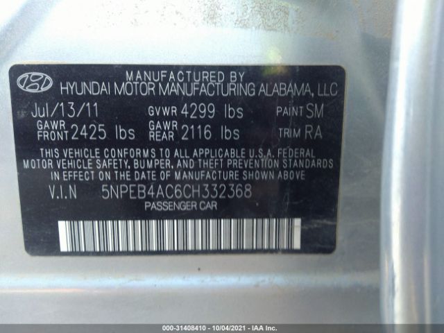 Photo 8 VIN: 5NPEB4AC6CH332368 - HYUNDAI SONATA 