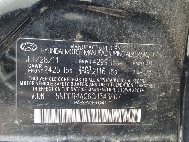 Photo 9 VIN: 5NPEB4AC6CH343807 - HYUNDAI SONATA GLS 