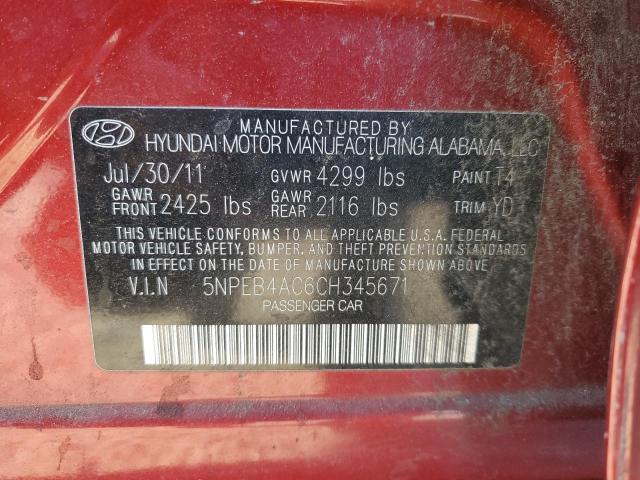 Photo 11 VIN: 5NPEB4AC6CH345671 - HYUNDAI SONATA GLS 