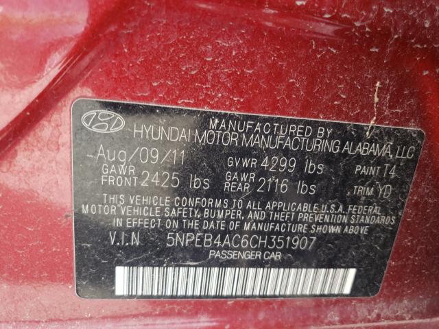 Photo 9 VIN: 5NPEB4AC6CH351907 - HYUNDAI SONATA GLS 