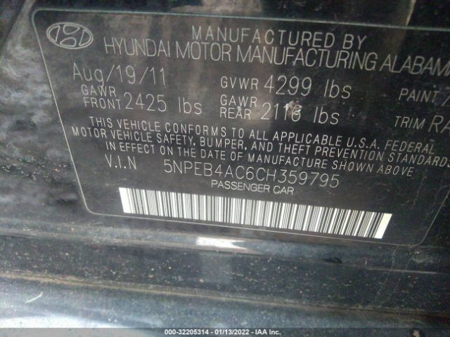 Photo 8 VIN: 5NPEB4AC6CH359795 - HYUNDAI SONATA 