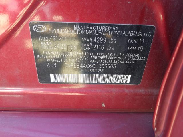 Photo 9 VIN: 5NPEB4AC6CH366603 - HYUNDAI SONATA GLS 