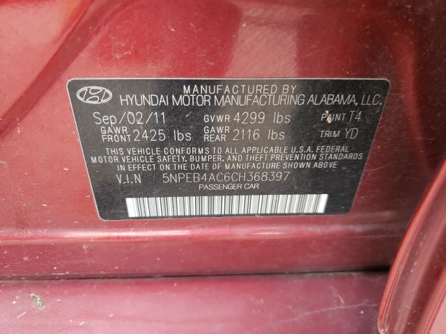 Photo 9 VIN: 5NPEB4AC6CH368397 - HYUNDAI SONATA GLS 