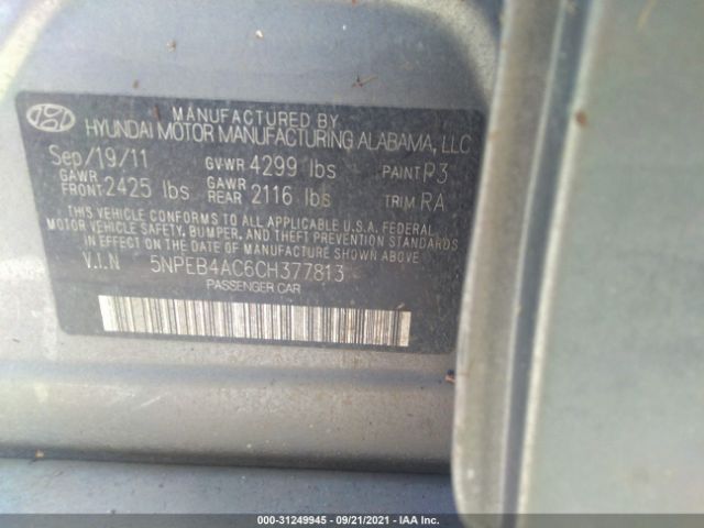 Photo 8 VIN: 5NPEB4AC6CH377813 - HYUNDAI SONATA 