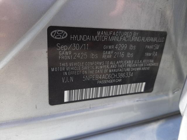 Photo 9 VIN: 5NPEB4AC6CH386334 - HYUNDAI SONATA GLS 