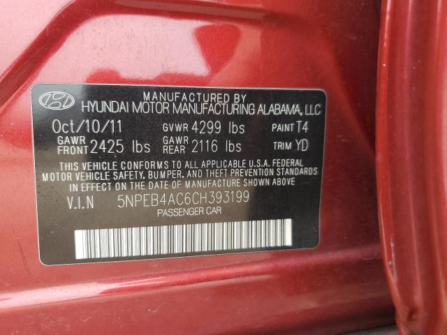 Photo 11 VIN: 5NPEB4AC6CH393199 - HYUNDAI SONATA 