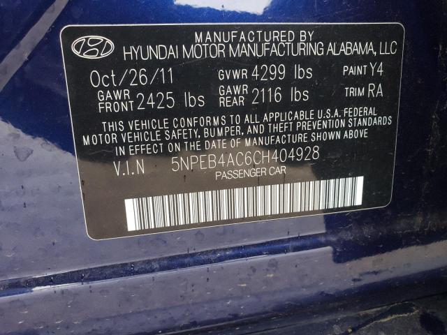 Photo 9 VIN: 5NPEB4AC6CH404928 - HYUNDAI SONATA GLS 