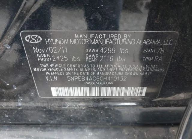 Photo 8 VIN: 5NPEB4AC6CH410132 - HYUNDAI SONATA 