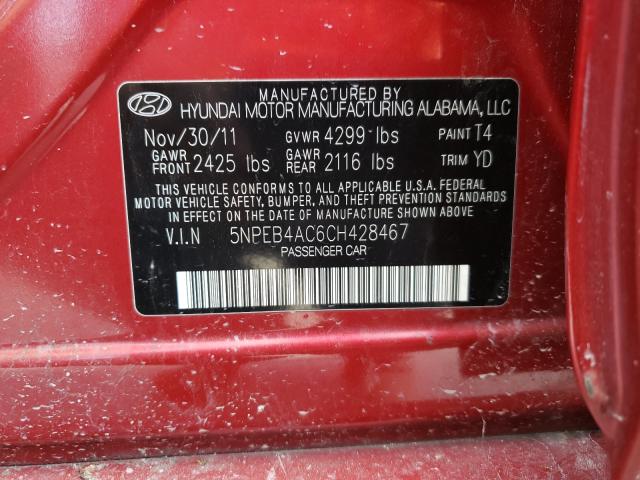 Photo 9 VIN: 5NPEB4AC6CH428467 - HYUNDAI SONATA GLS 