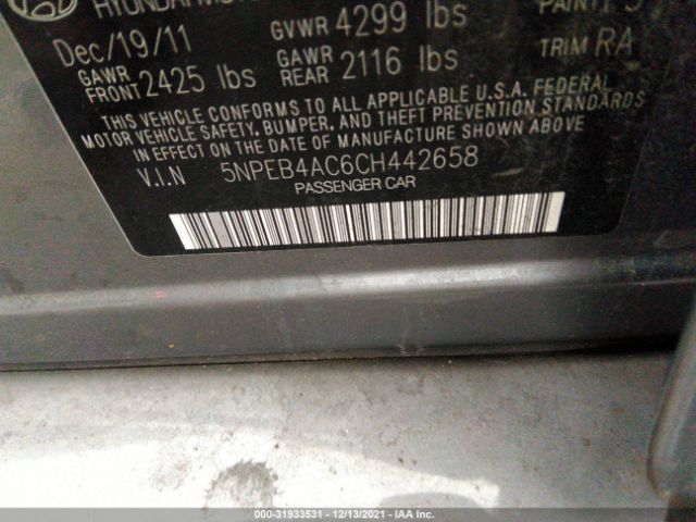 Photo 8 VIN: 5NPEB4AC6CH442658 - HYUNDAI SONATA 