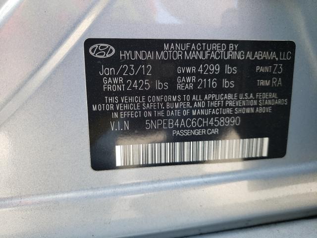 Photo 9 VIN: 5NPEB4AC6CH458990 - HYUNDAI SONATA GLS 