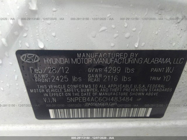 Photo 8 VIN: 5NPEB4AC6CH483484 - HYUNDAI SONATA 