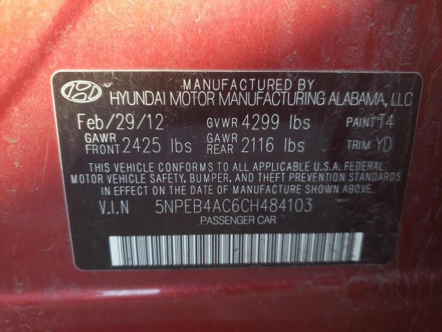 Photo 9 VIN: 5NPEB4AC6CH484103 - HYUNDAI SONATA GLS 