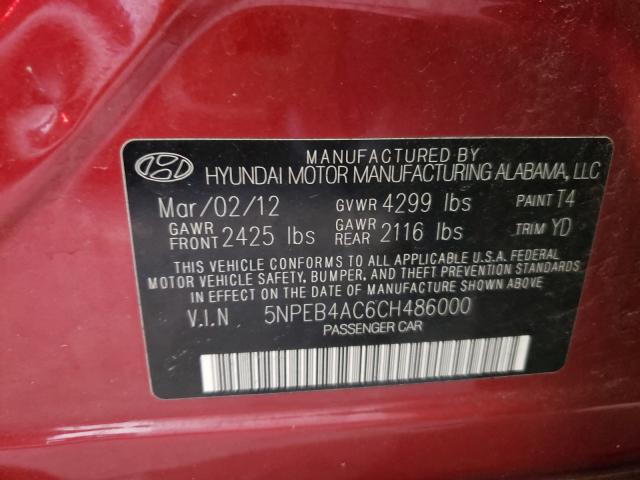 Photo 9 VIN: 5NPEB4AC6CH486000 - HYUNDAI SONATA 