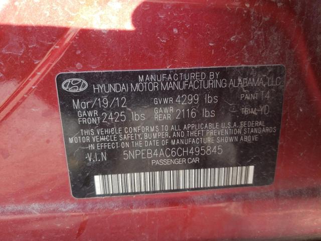 Photo 9 VIN: 5NPEB4AC6CH495845 - HYUNDAI SONATA GLS 