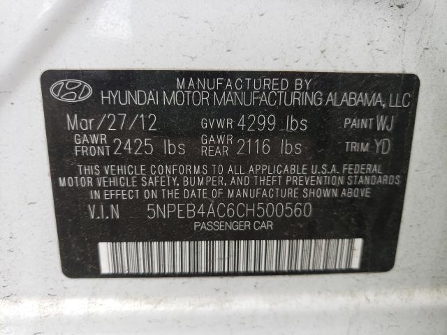 Photo 9 VIN: 5NPEB4AC6CH500560 - HYUNDAI SONATA GLS 