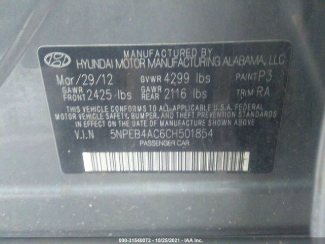 Photo 8 VIN: 5NPEB4AC6CH501854 - HYUNDAI SONATA 