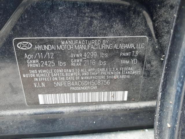 Photo 9 VIN: 5NPEB4AC6DH508756 - HYUNDAI SONATA GLS 