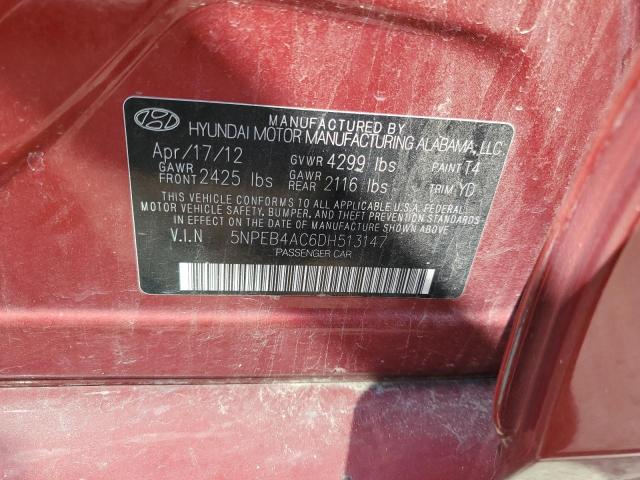 Photo 11 VIN: 5NPEB4AC6DH513147 - HYUNDAI SONATA GLS 