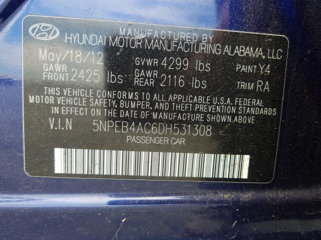 Photo 9 VIN: 5NPEB4AC6DH531308 - HYUNDAI SONATA GLS 