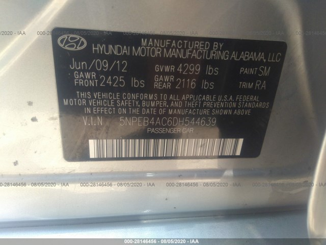 Photo 8 VIN: 5NPEB4AC6DH544639 - HYUNDAI SONATA 